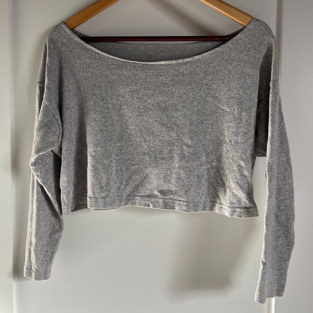 American Apparel Heather Gray Long Sleeve Crop Top